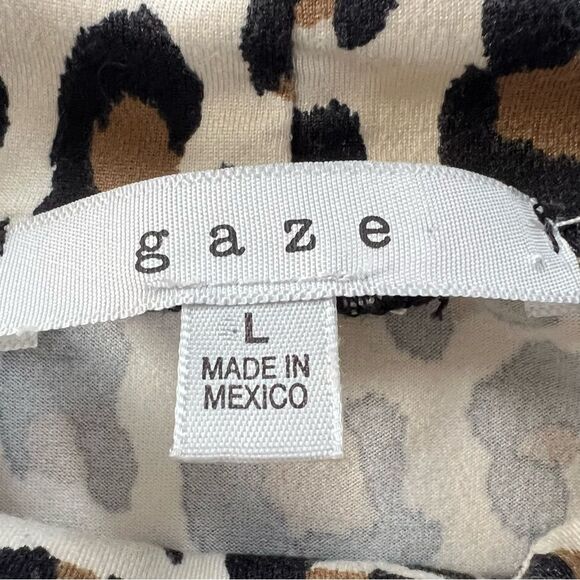 Gaze Leopard Mock Long Sleeve Buttery Soft Top Shirt Blouse Size L - Picture 11 of 13